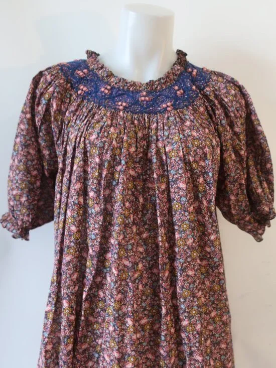 Womens Doen Odessa (Item- 25) Smocked Floral Multicolor Mini Shift Dress S - Picture 6 of 12